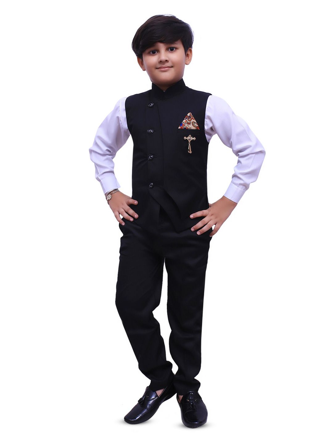 BAESD Boys Mandarin Collar Single-Breasted 2-Piece Suit-picture-50