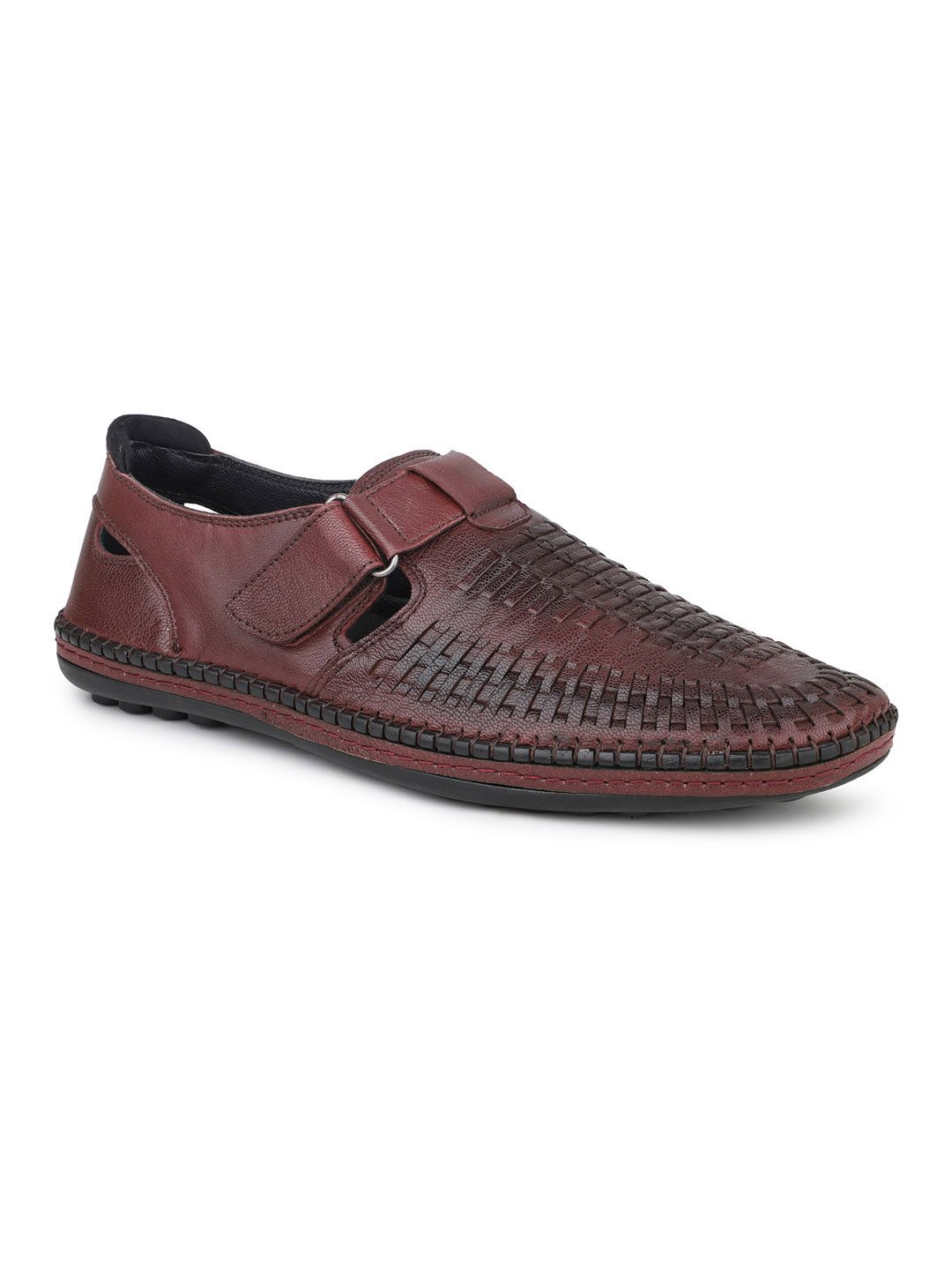 ATESBER by Inc.5 Men Textured Leather Shoe-Style Sandals-picture-41