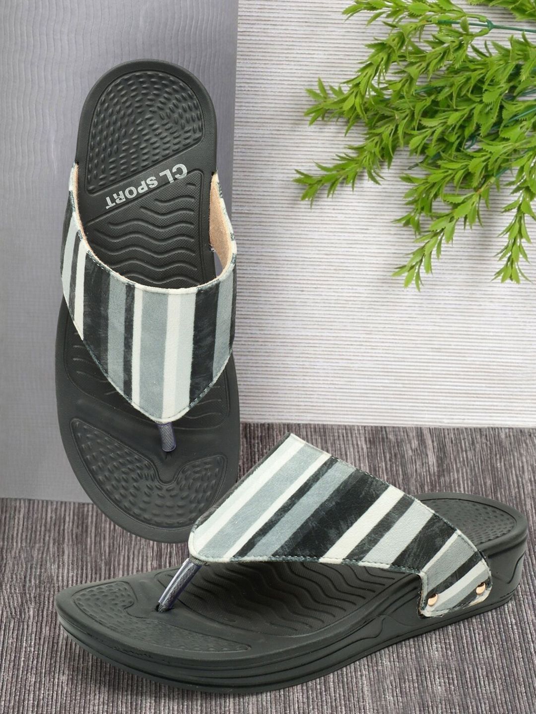 Carlton London sports Striped Open Toe Flats-picture-23