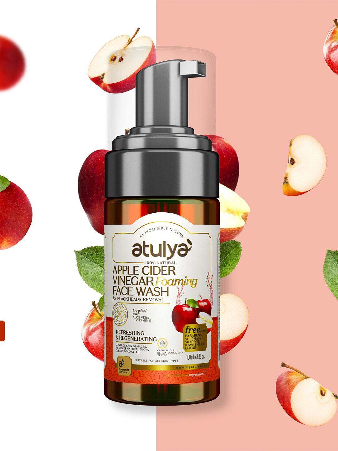 Atulya Apple Cider Vinegar Foaming Face Wash To Protect Skin Damage - 100ml-picture-21