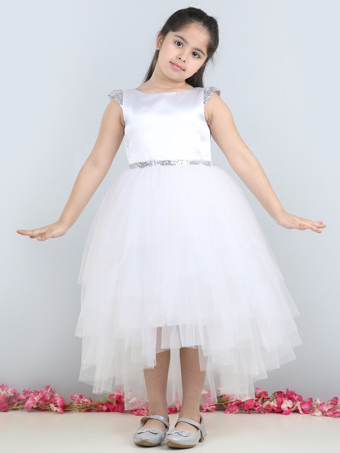 Toy Balloon kids Girls Net Fit & Flare Midi Dress-picture-36