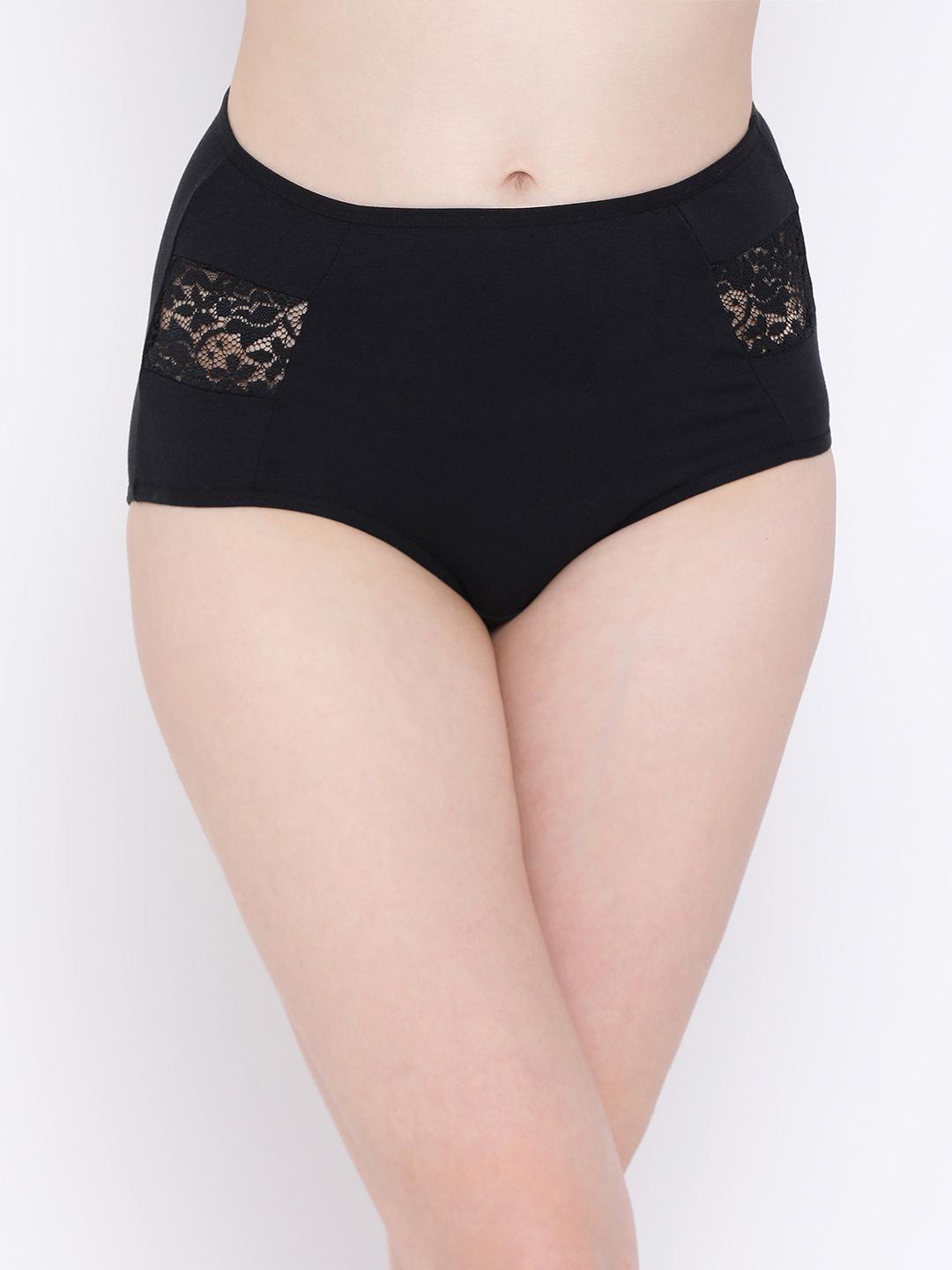 Clovia Black Lace High Rise Hipster Brief-picture-39