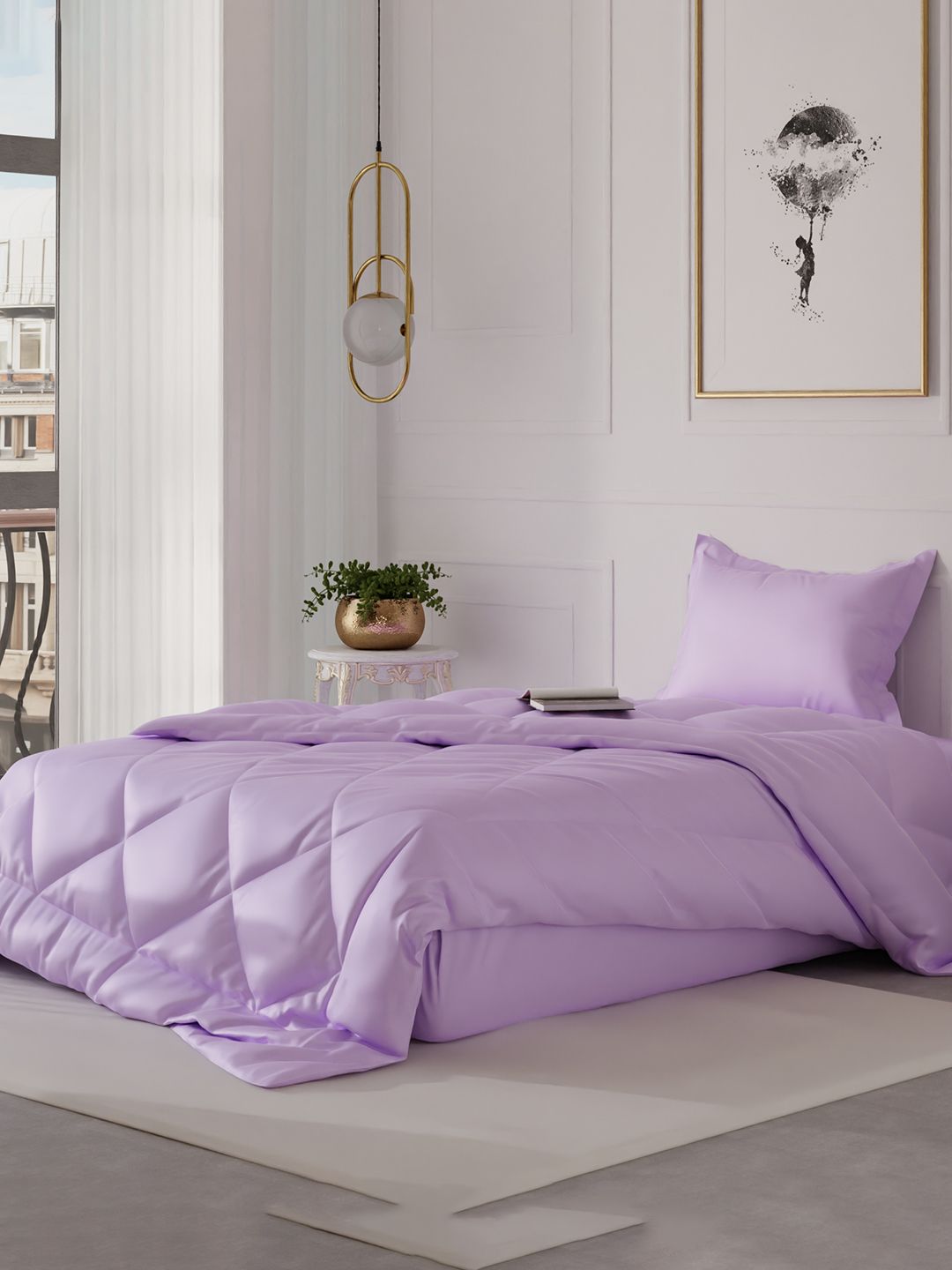 Stoa Paris Lavender Geometric AC Room 150 GSM Single Bed Comforter-image-28