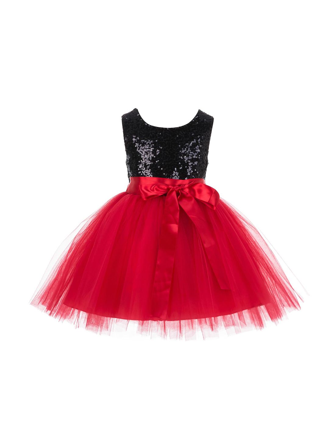 BAESD Girls Round Neck Sleeveless Embellished Net Fit & Flare Knee Length Party Dress-picture-35