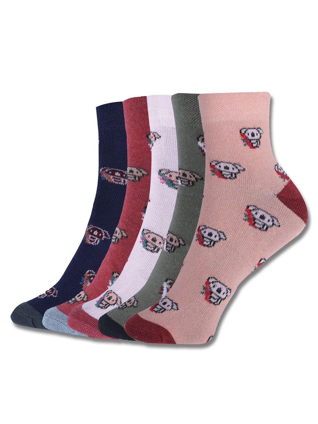 Dollar Socks Kids Pack Of 5 Assorted Cotton Calf Length Socks
