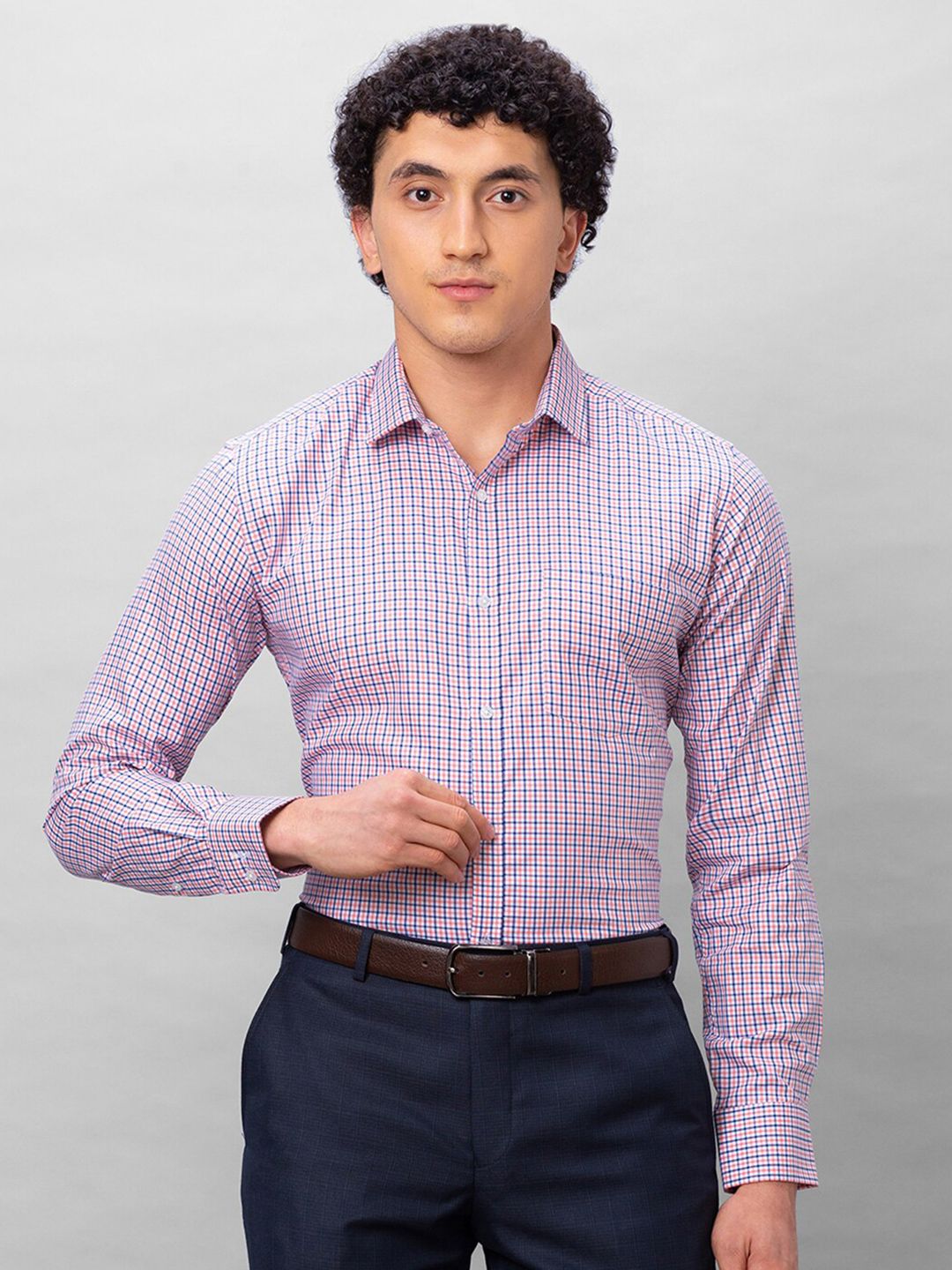 Park Avenue Slim Fit Micro Checked Spread Collar Cotton Formal Shirt-picture-26