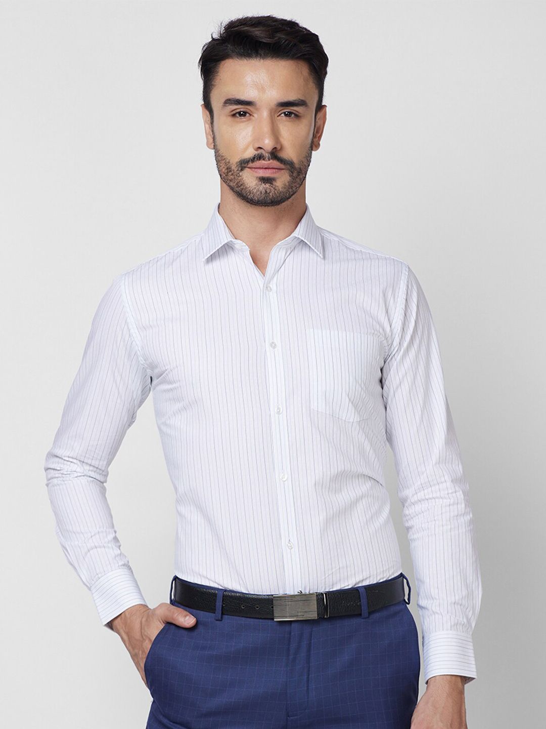 Park Avenue Vertical Stripes Slim Fit Cotton Formal Shirt-picture-54