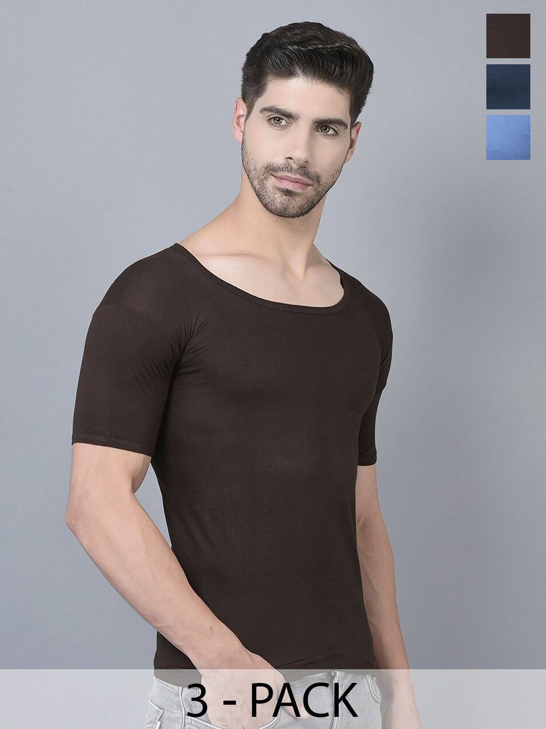 Dollar Pack Of 3 Assorted Pure Cotton Innerwear Vests-picture-16