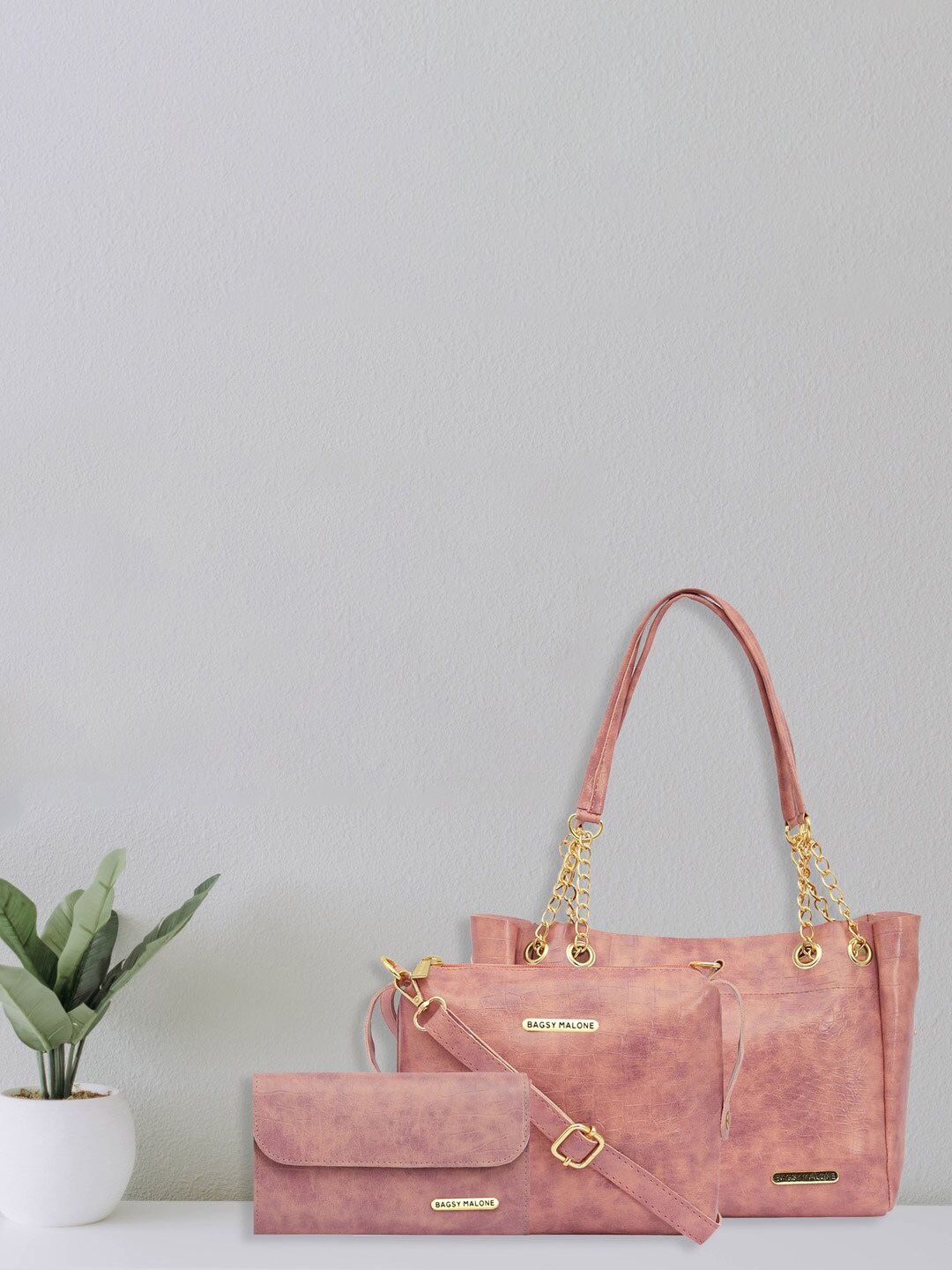 Bagsy Malone Set Of 3 Textured Vegan Leather Handbags-picture-54