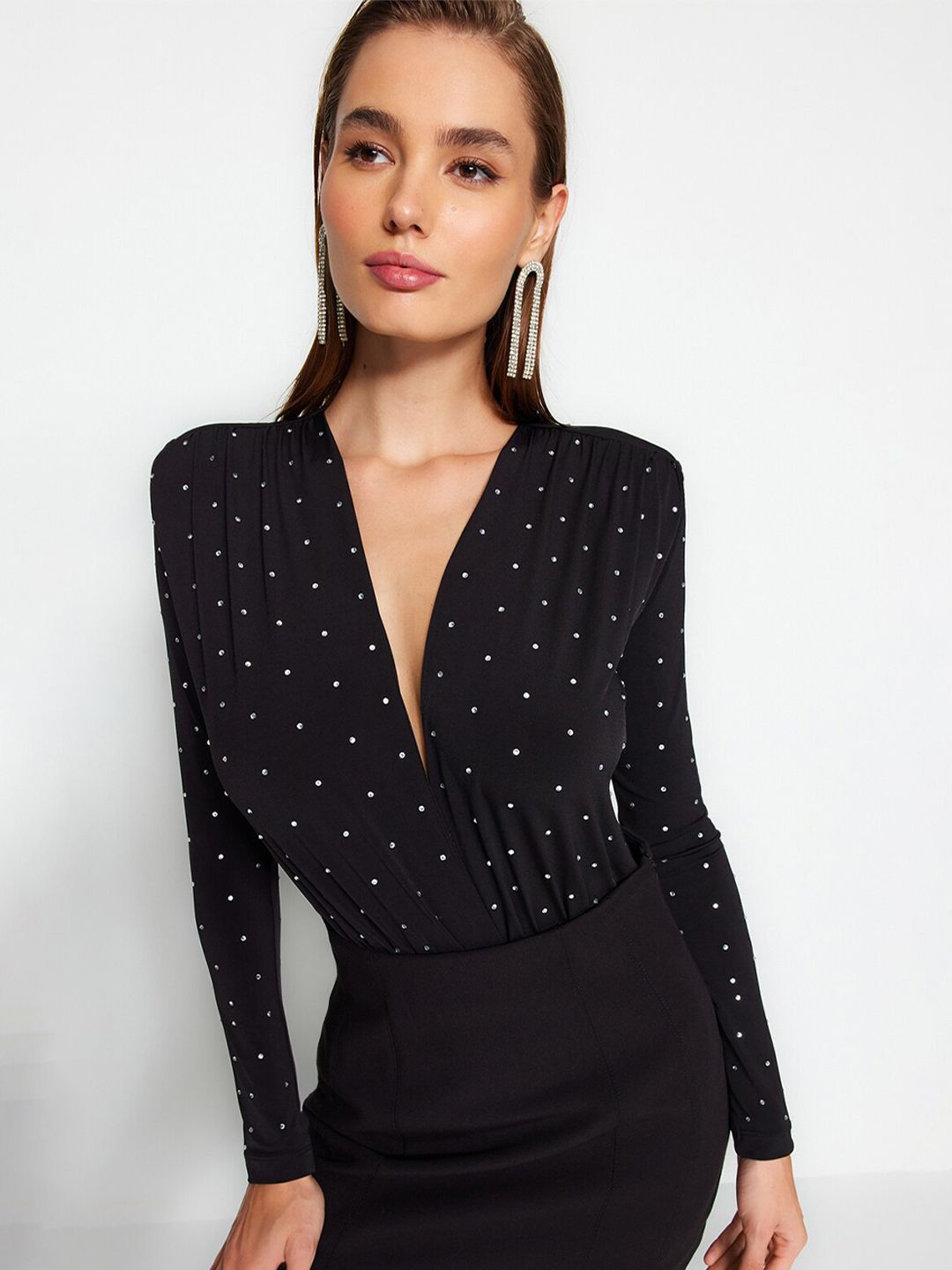 Trendyol Embellished V-Neck Bodysuit-picture-31