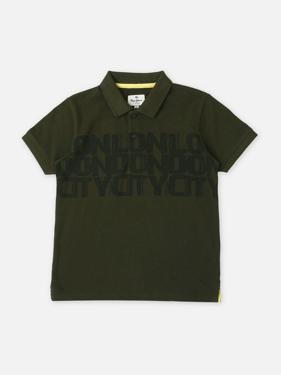 Pepe Jeans Boys Typography Printed Polo Collar Pure Cotton T-shirt-picture-15