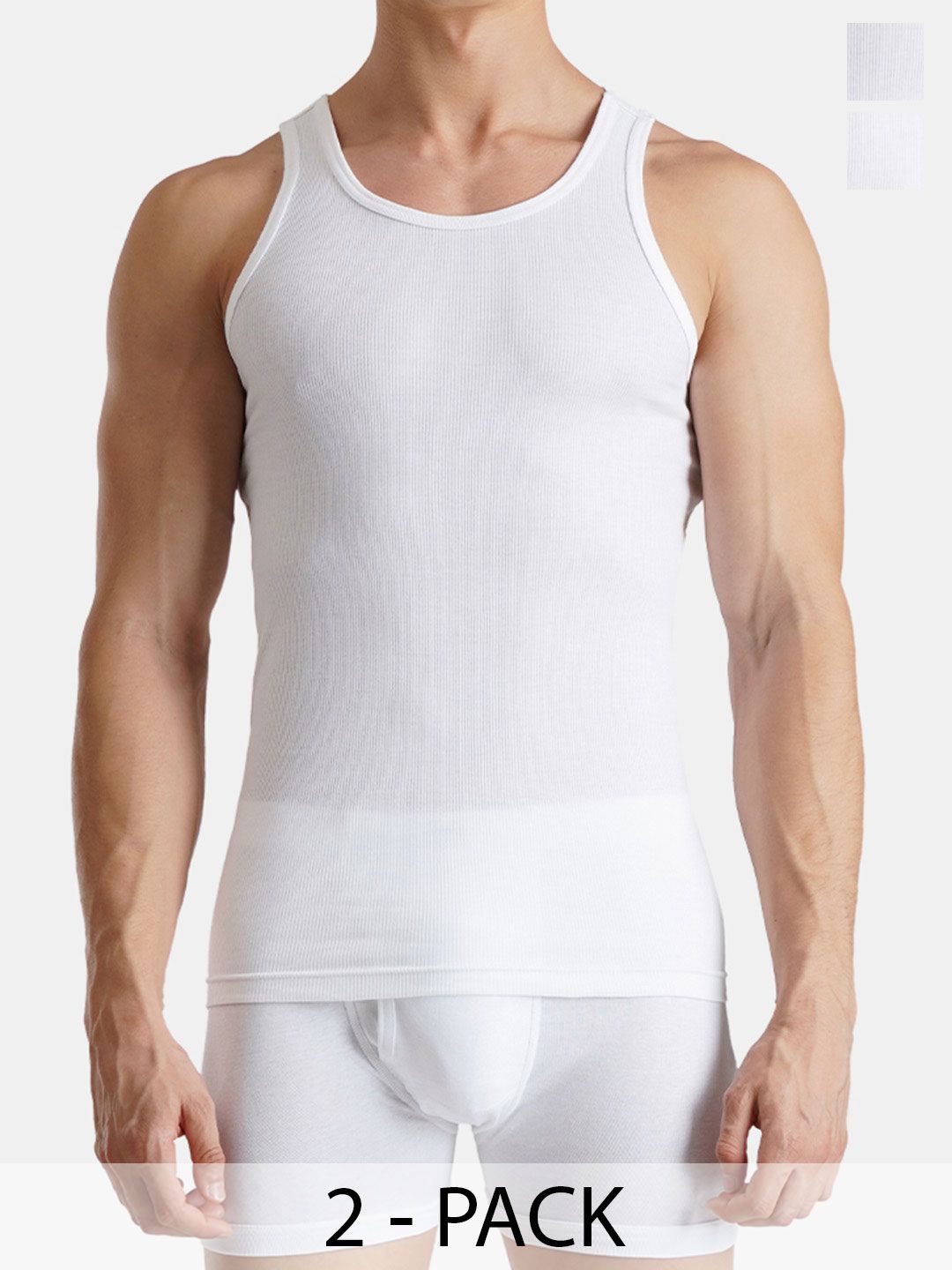 FCUK Pack Of 2 Antimicrobial Cotton Undershirt Innerwear Vests JAV-02-WH-WHITE-image-13