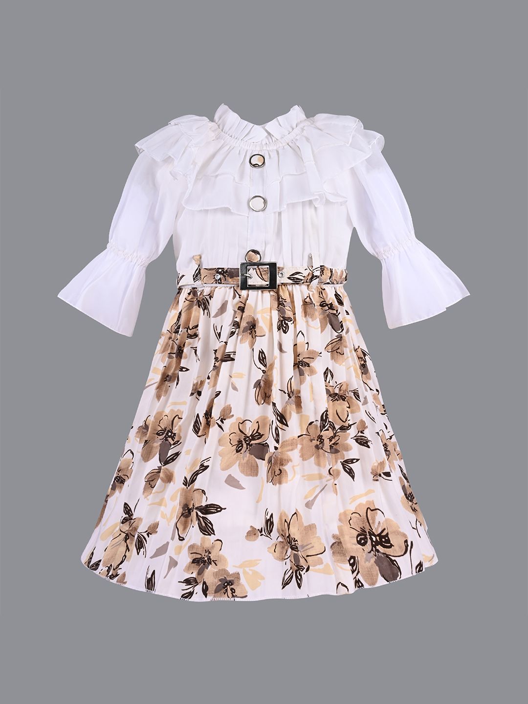 Wish Karo Floral Print Bell Sleeves Satin Maxi Dress-picture-55