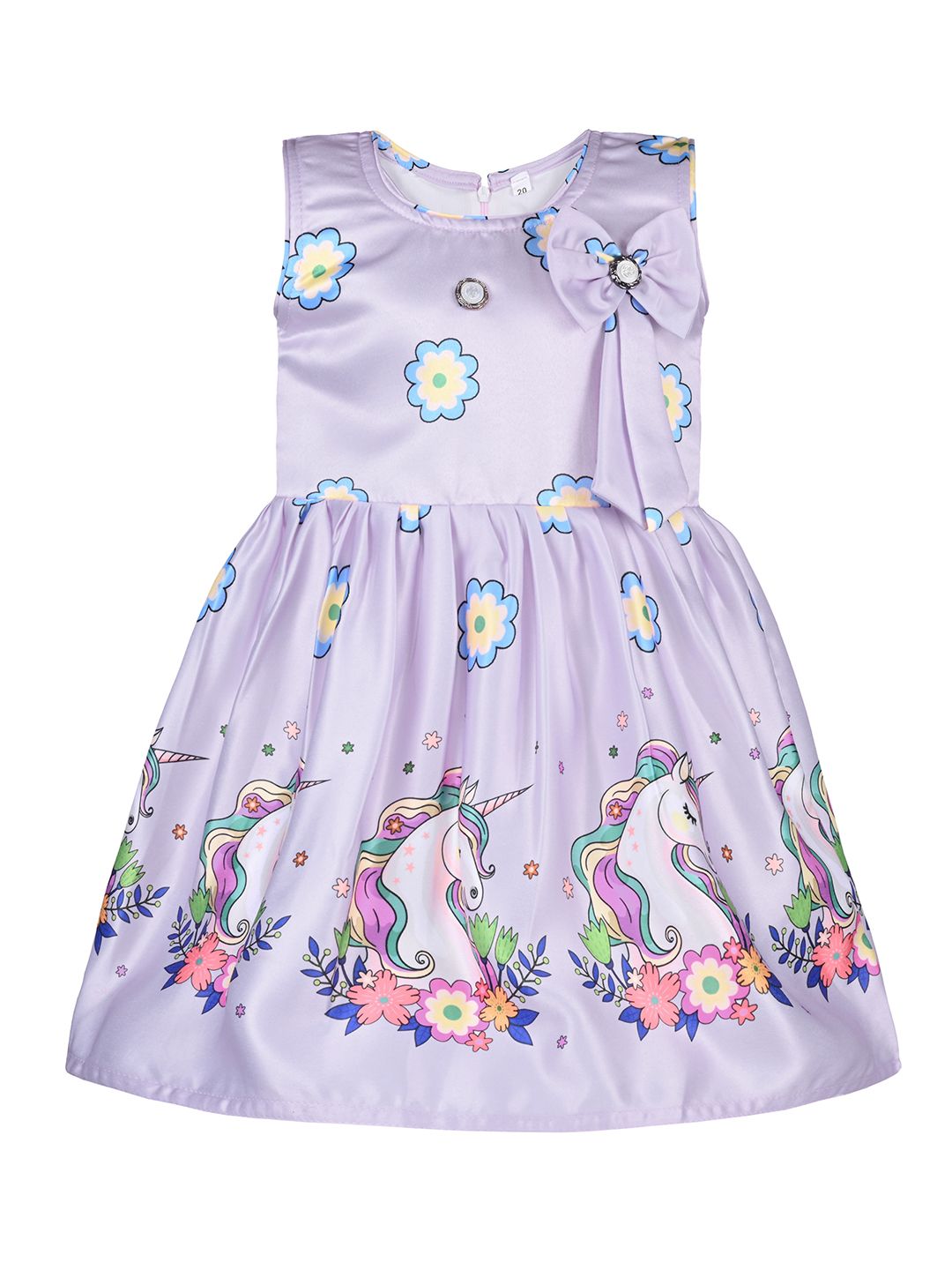 Wish Karo Girls Floral Print Satin Fit & Flare Dress-picture-23