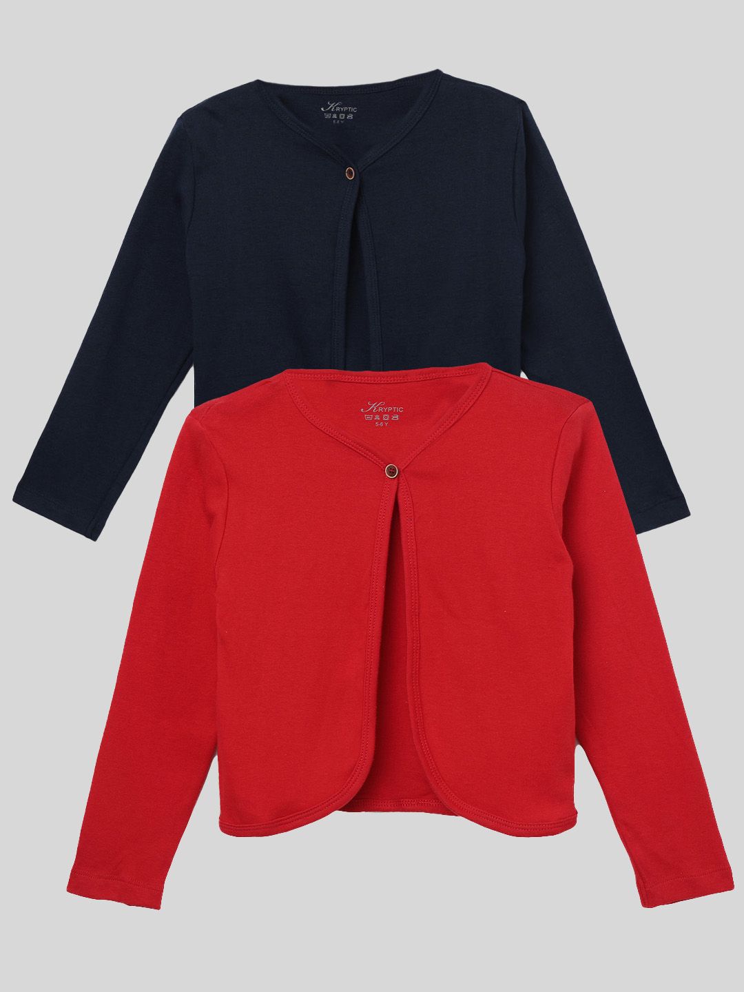 Kryptic Girls Pack Of 2 Open Front Pure Cotton Buttoned Shrugs-picture-35