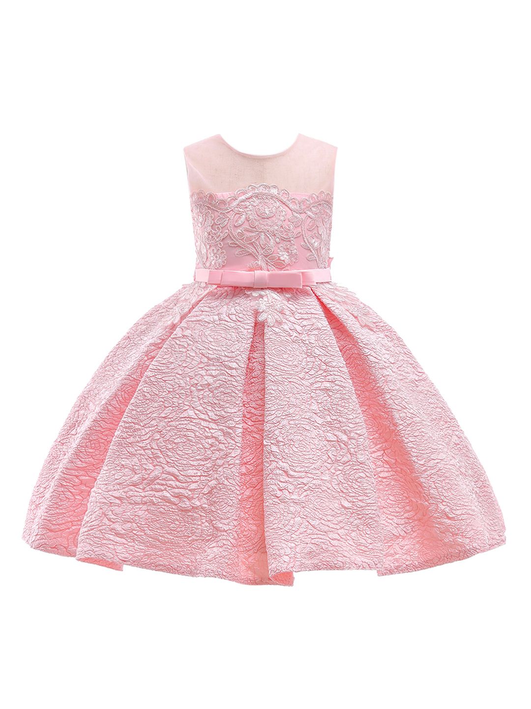 StyleCast Round Neck Sleeveless Floral Embroidered Pleated Fit & Flare Dress-image-32