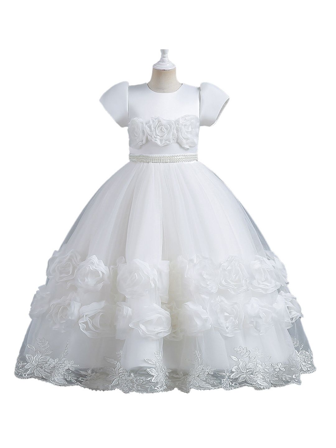 StyleCast White Round Neck Applique Maxi Party Dress-picture-43