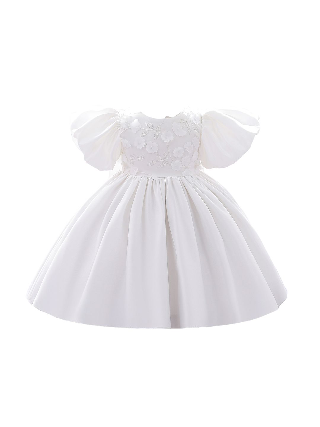 StyleCast White Puff Sleeve Applique Fit & Flare Party Dress-picture-49