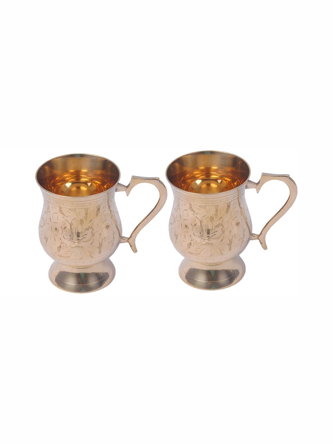 Shivshakti Arts Copper Toned 2 Pieces Brass Mugs 415ml-image-10