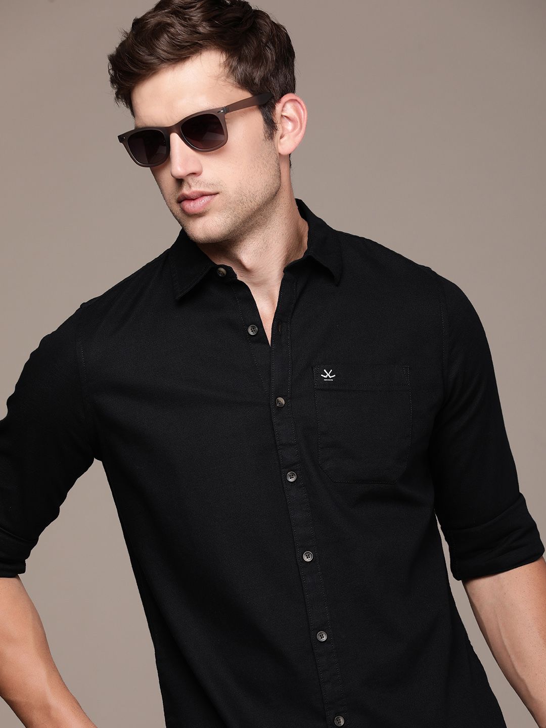WROGN Self Design Slim Fit Casual Shirt-picture-51