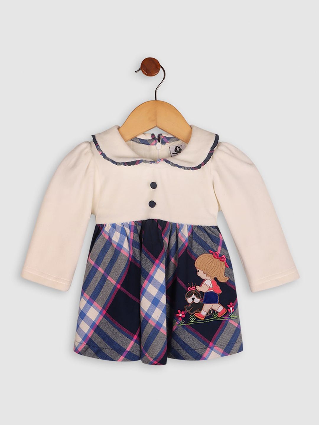 BAESD Kids-Girls Checked Cotton Peter Pan Collar Fit & Flare Dress-picture-22