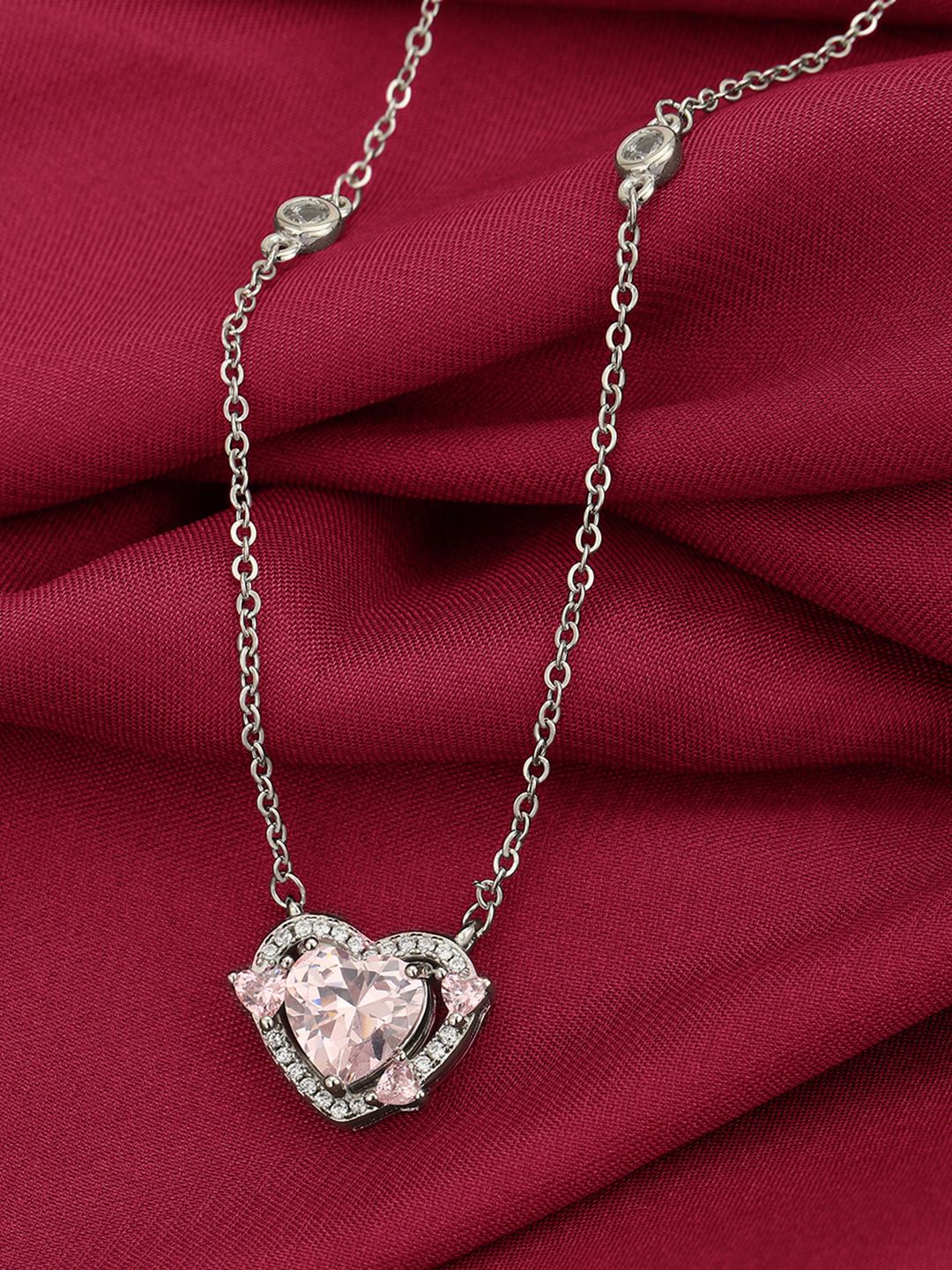 Carlton London Brass Silver-Plated Necklace-picture-24