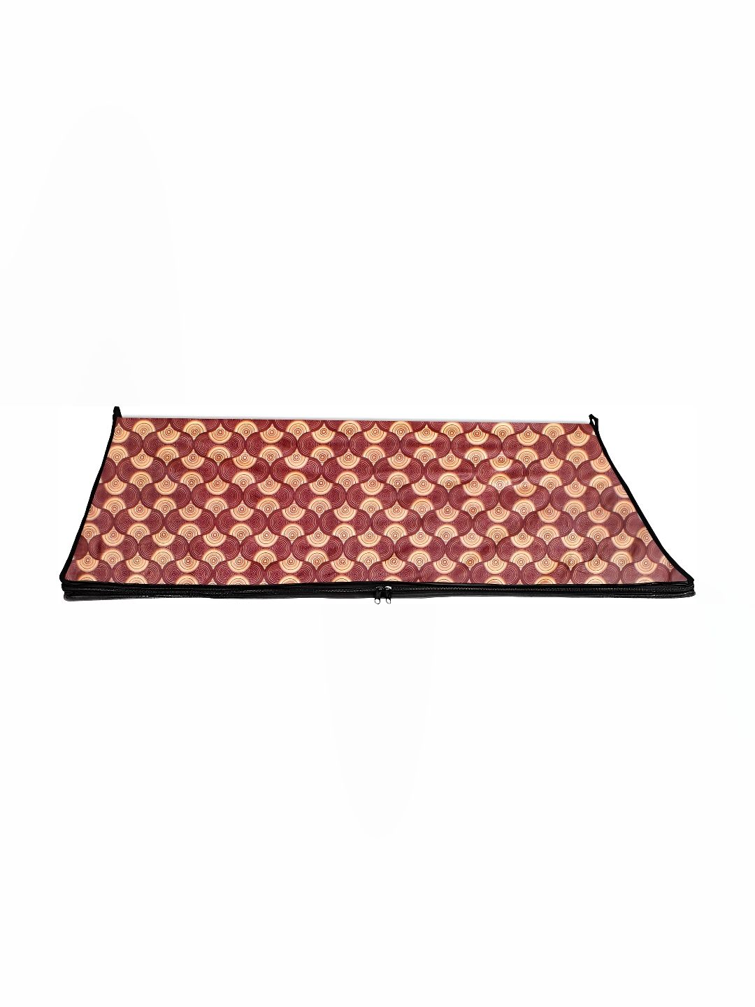 Stylista Maroon & Cream Printed Rectangle Zipper Floor Mat-image-0