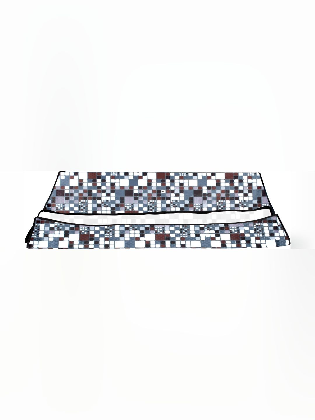 Stylista Grey & White Geometric Printed Rectangle Zipper Floor Mat-image-11