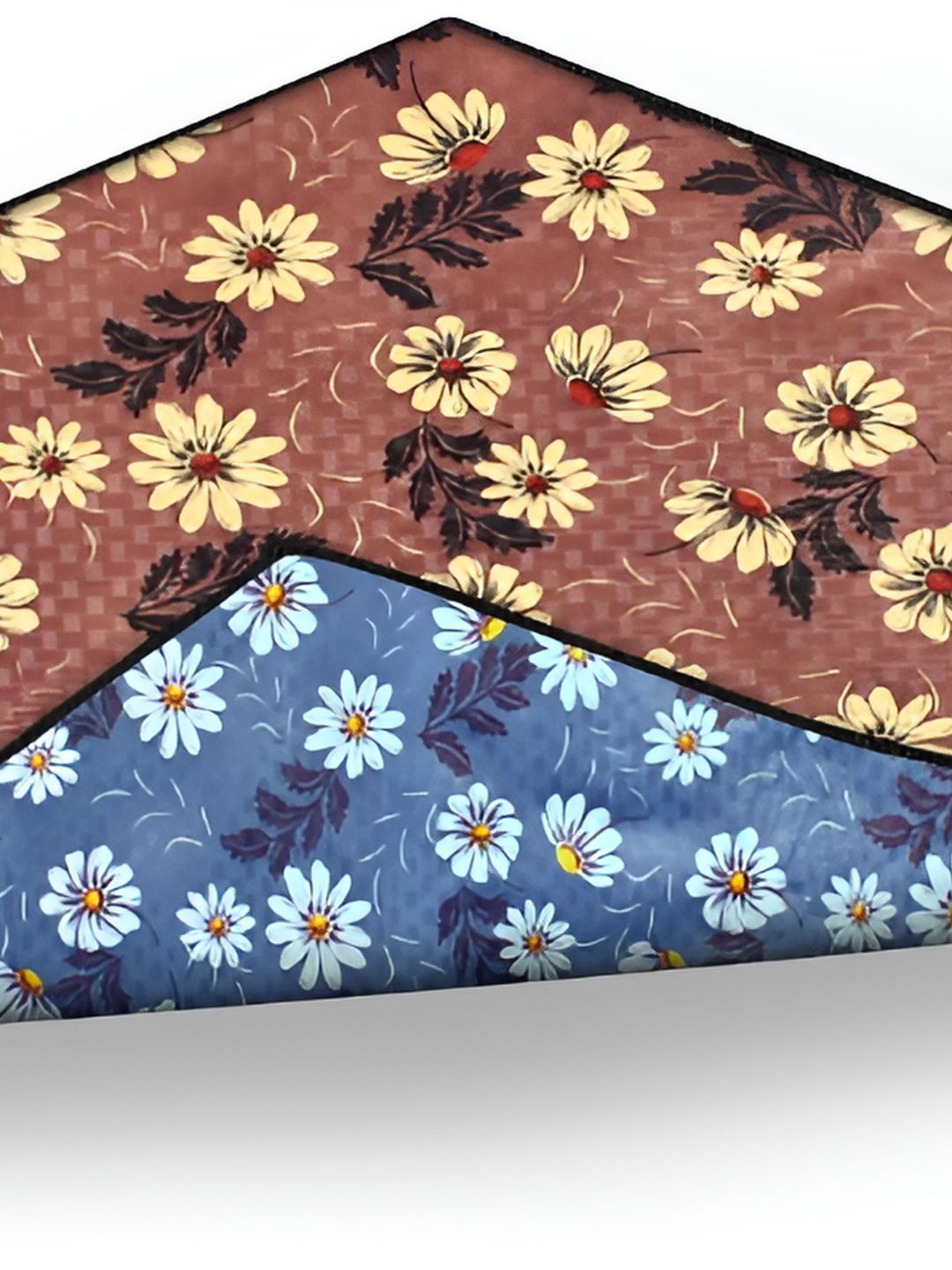 Stylista Brown & Blue Floral Printed Rectangle Floor Mat-picture-26