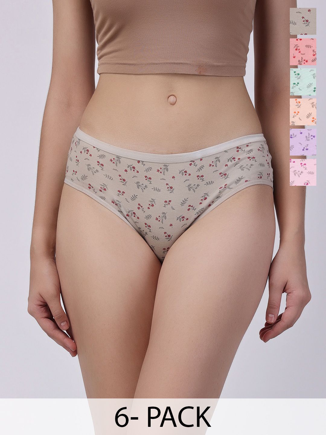 Floret Pack Of 6 Assorted Floral Printed Anti-Microbial Briefs-image-11