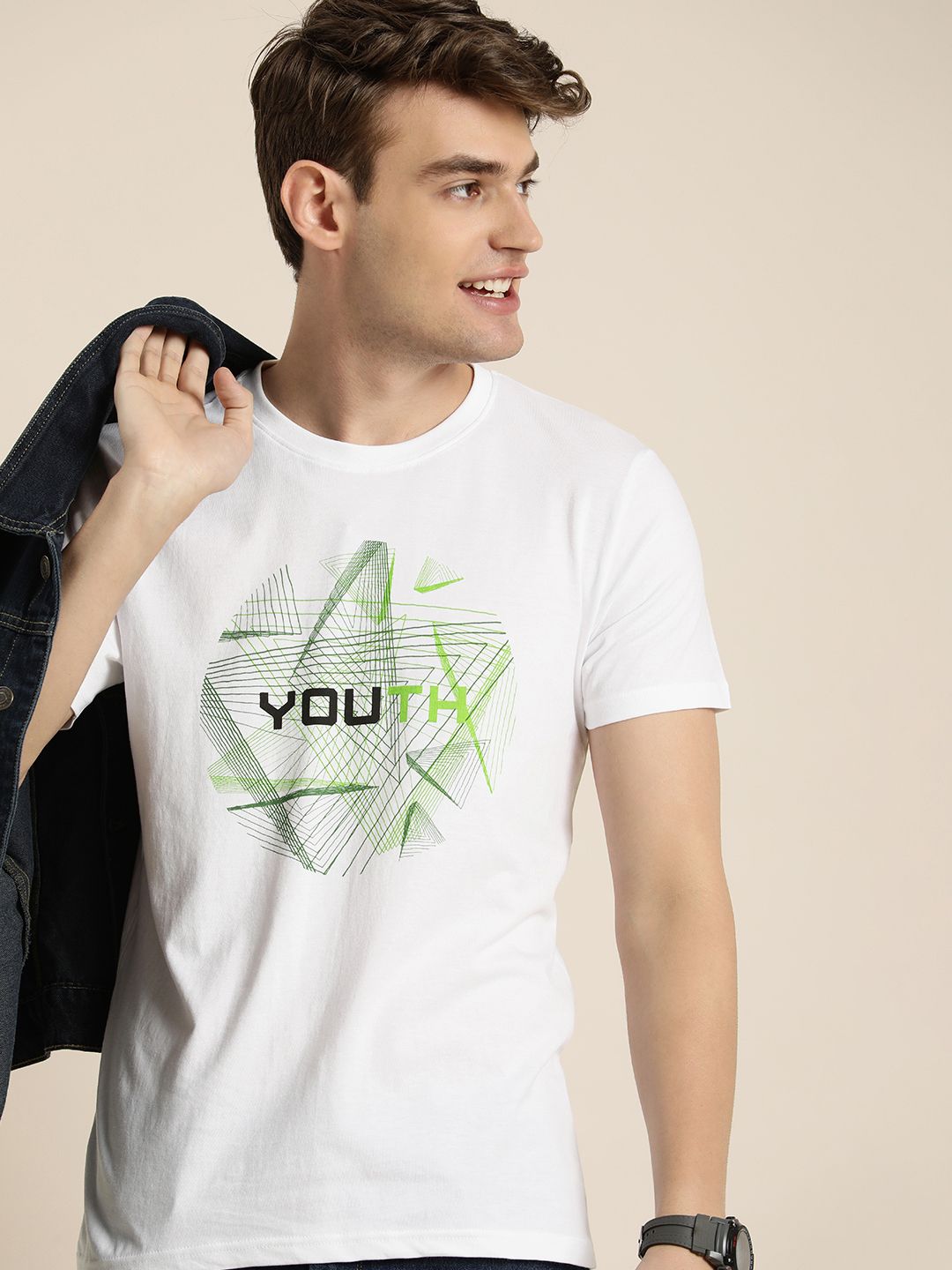 HERE&NOW Pure Cotton Graphic Printed T-shirt