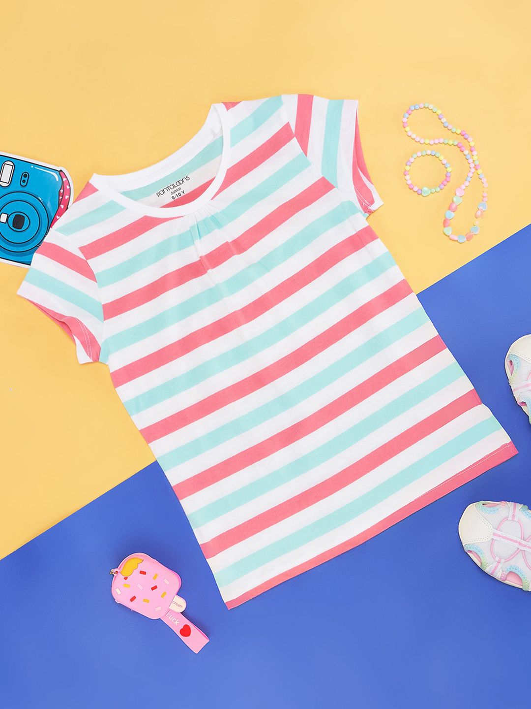 Pantaloons Junior Girls Striped Round Neck Cotton T-shirt-picture-27