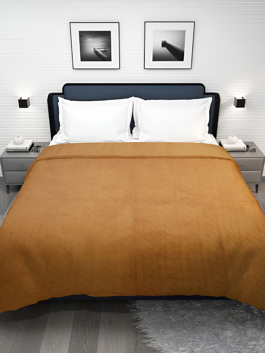 Dhrohar Brown Geometric Mild Winter 300 GSM Double Bed Blanket-picture-18