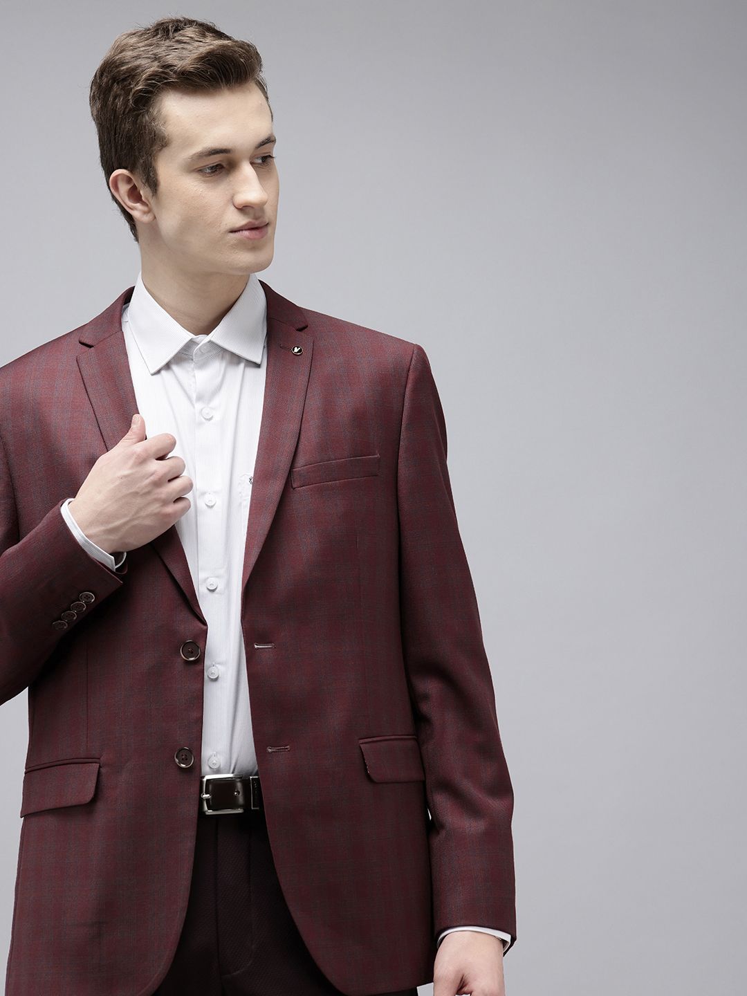 Van Heusen Slim Fit Checked Single-Breasted Formal Blazers-image-6