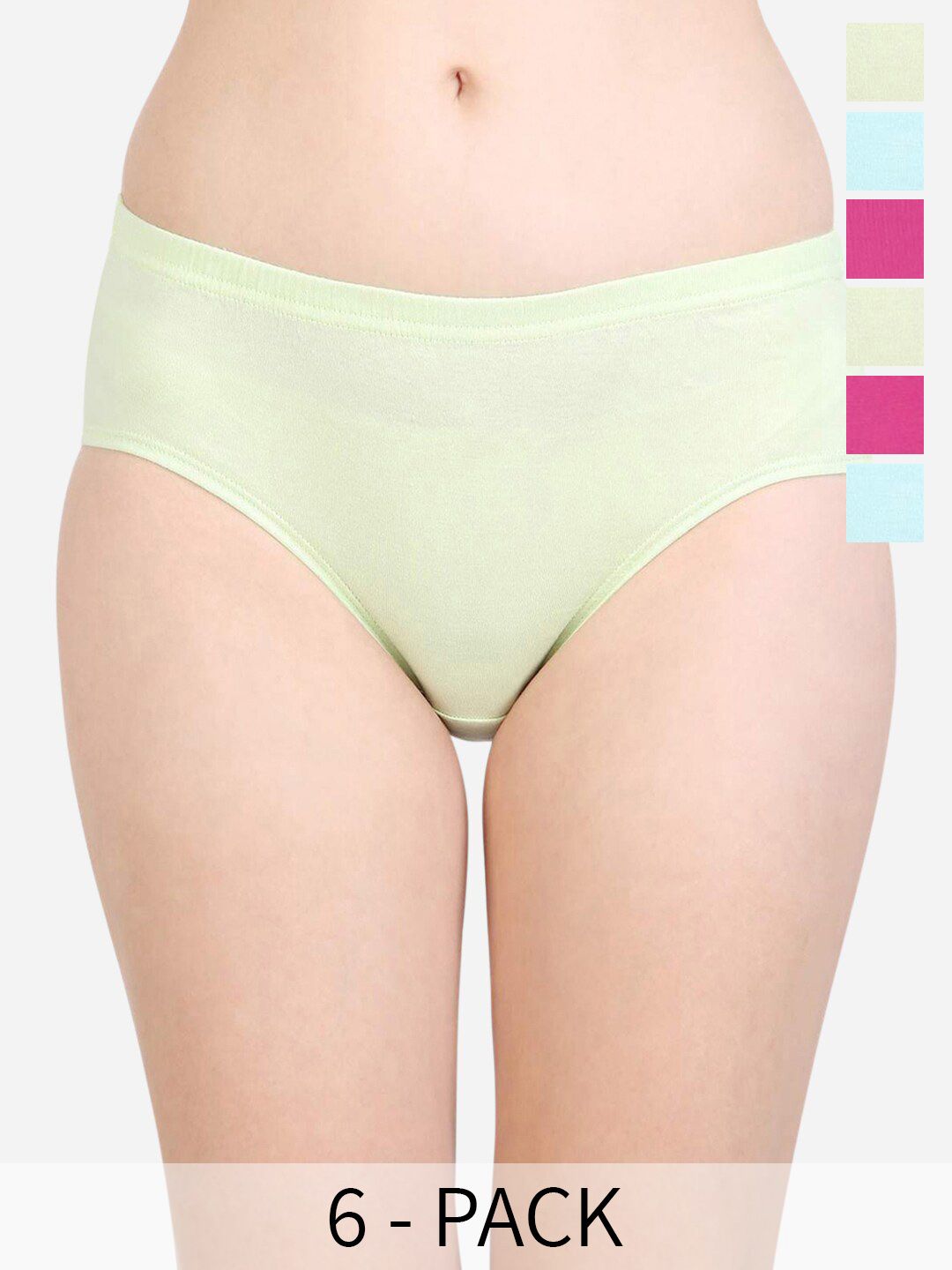 Bodycare Women Pack Of 6 Assorted Mid-Rise Anti Bacterial Pure Cotton Hipster Briefs-picture-18