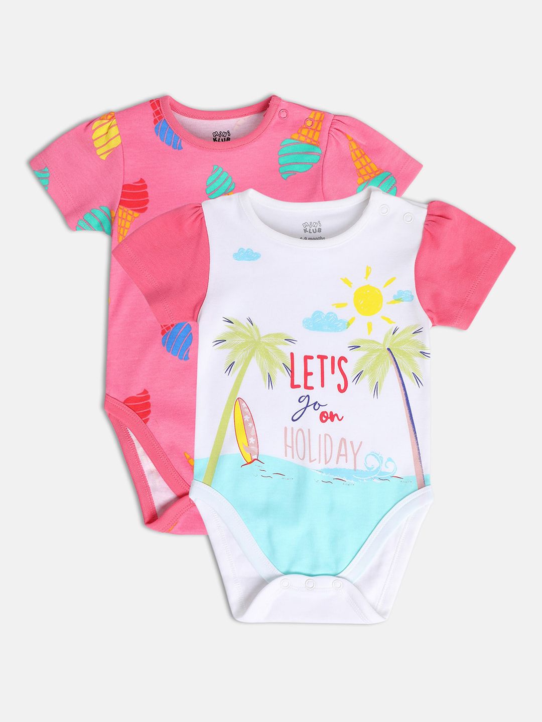 MINI KLUB Infant Girls Pack Of 2 Printed Bodysuit-picture-18