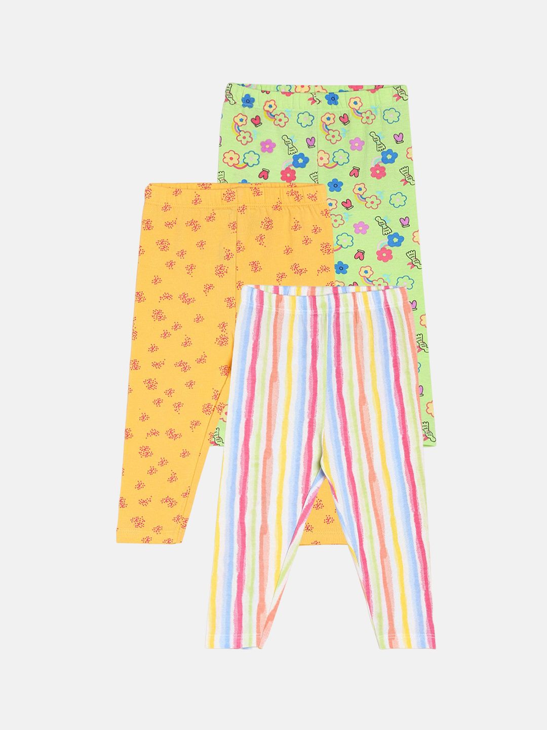 MINI KLUB Infant Girls Pack Of 3 Printed Leggings-picture-53