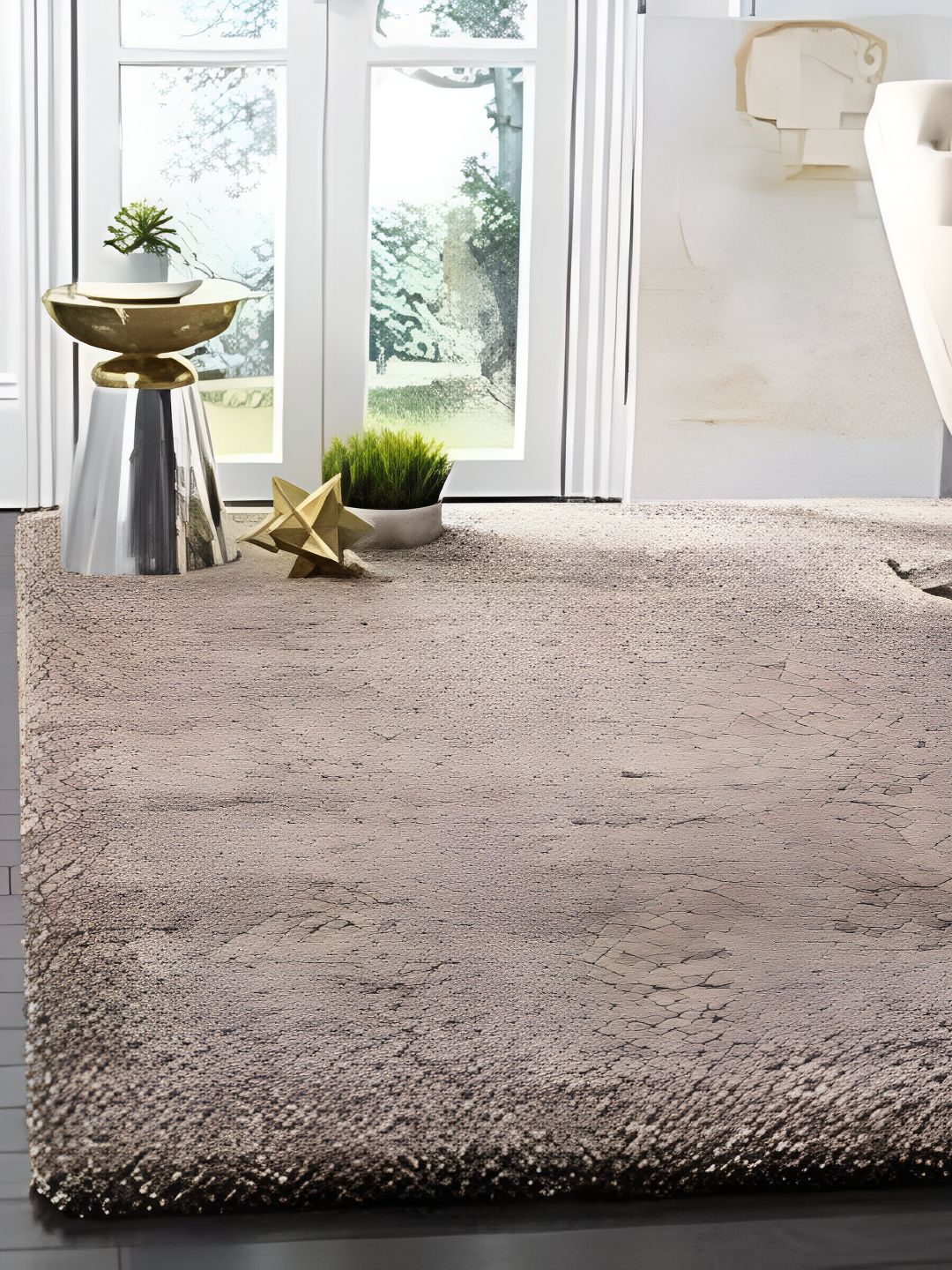 Shopgallery Brown Textured Anti Skid Rectangle Shaggy Carpet-picture-26