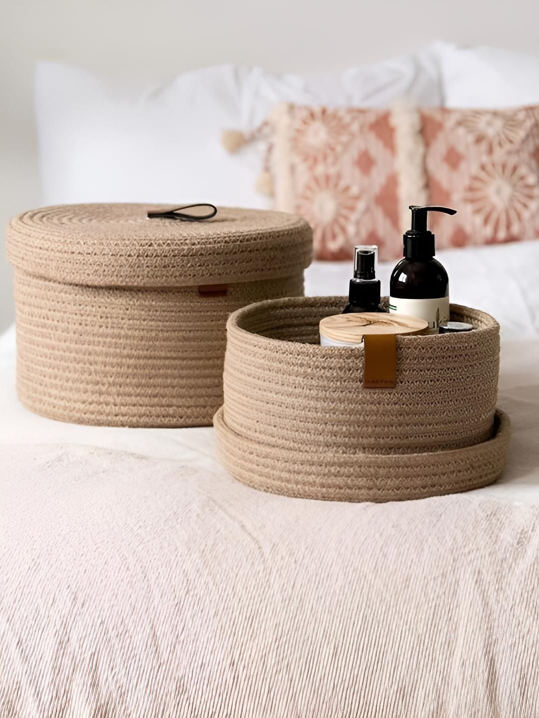 Bajo's Brown 2 Pieces Self Design Bamboo Multi-Utility Organisers-picture-11