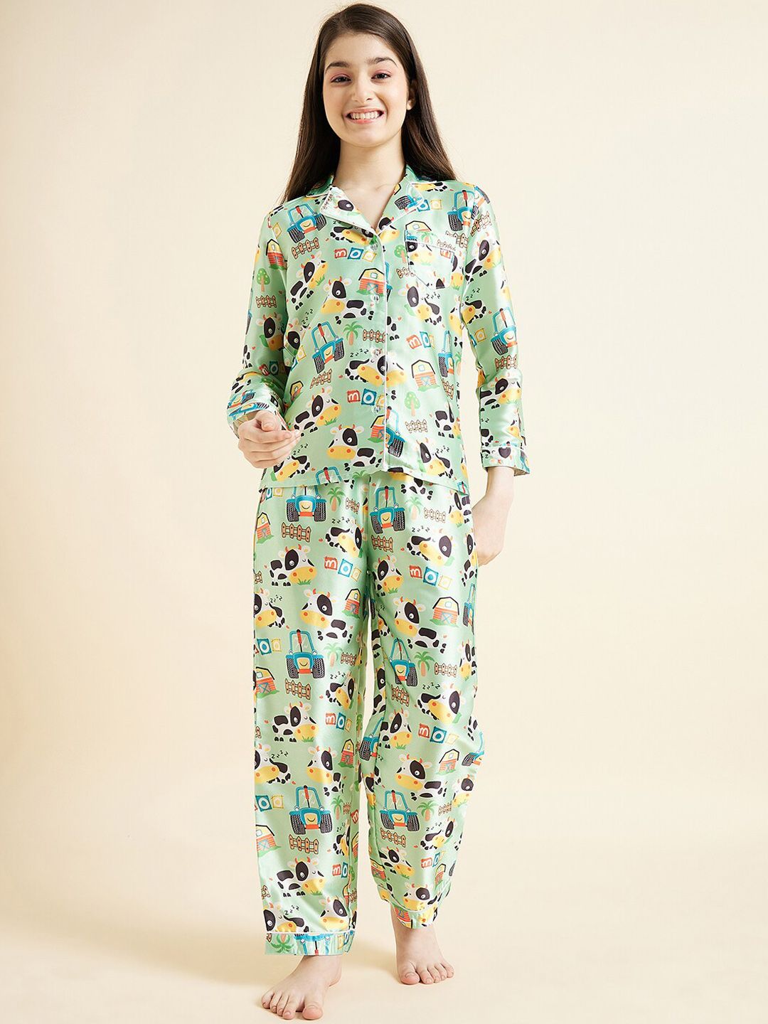 Cherry & Jerry Girls Printed Satin Night Suit-picture-33