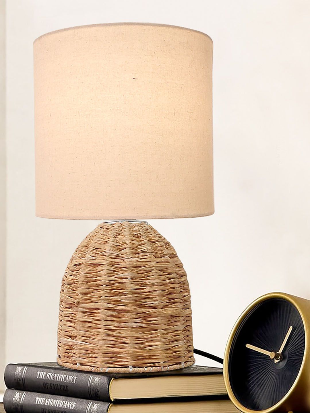 Homesake Beige & Brown Cylindrical Shaped Contemporary Table Lamp-picture-34