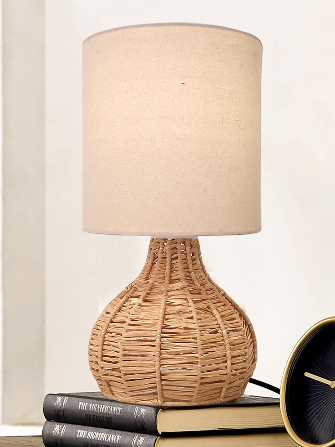 Homesake Beige & Brown Cylindrical Shaped Contemporary Table Lamp-image-45
