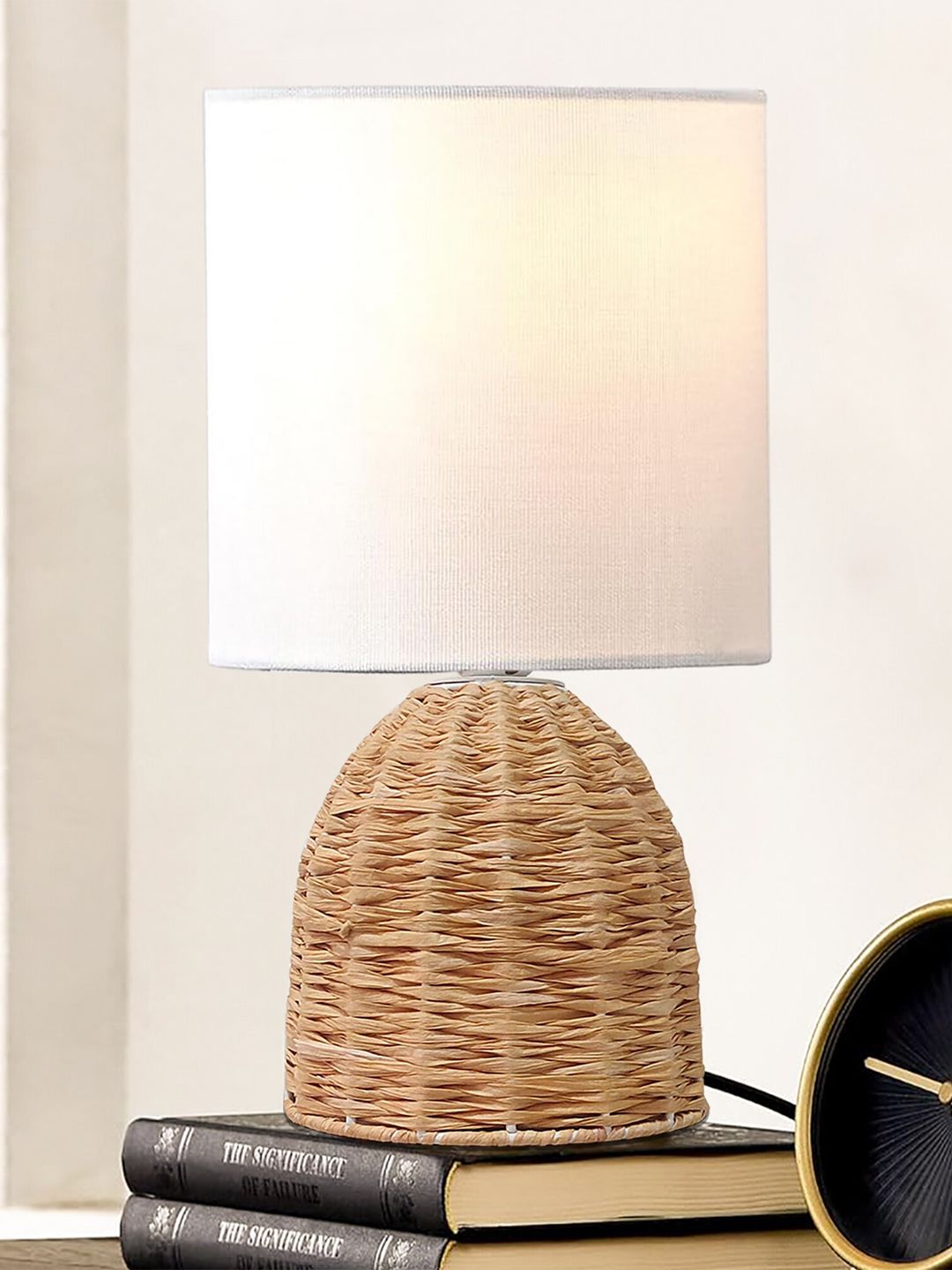 Homesake Beige & Brown Cylindrical Shaped Contemporary Table Lamp-picture-29