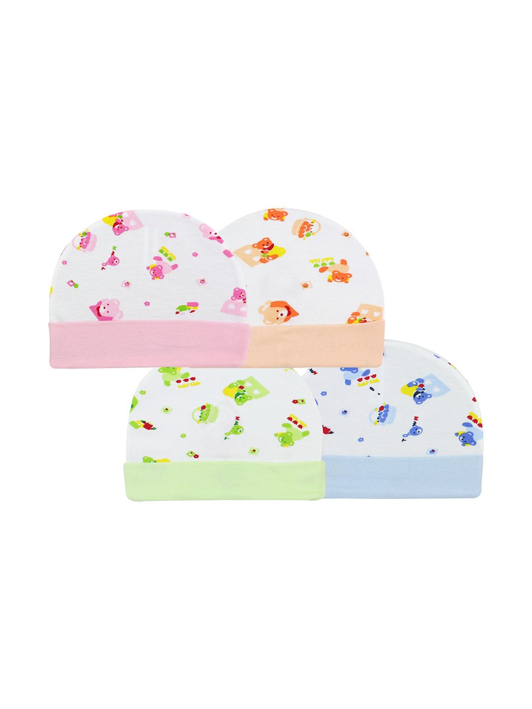 BAESD Infants Pack Of 4 Printed Cotton Beanies-picture-24