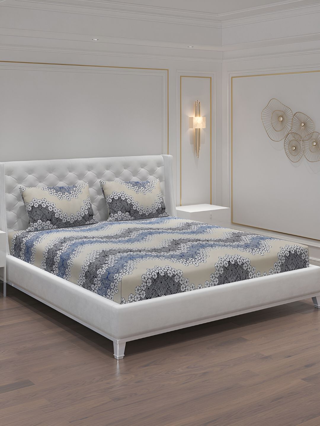 Moca By Monte Carlo Beige Ethnic Motifs 120 TC 2 Queen Bedsheet with 4 Pillow Covers-picture-19