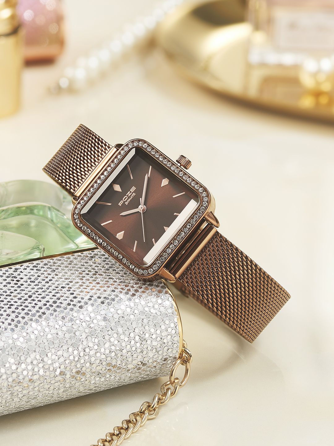Sonata Poze Women Embellished Dial & Bracelet Style Straps Analogue Watch SP80030QM01W-picture-36