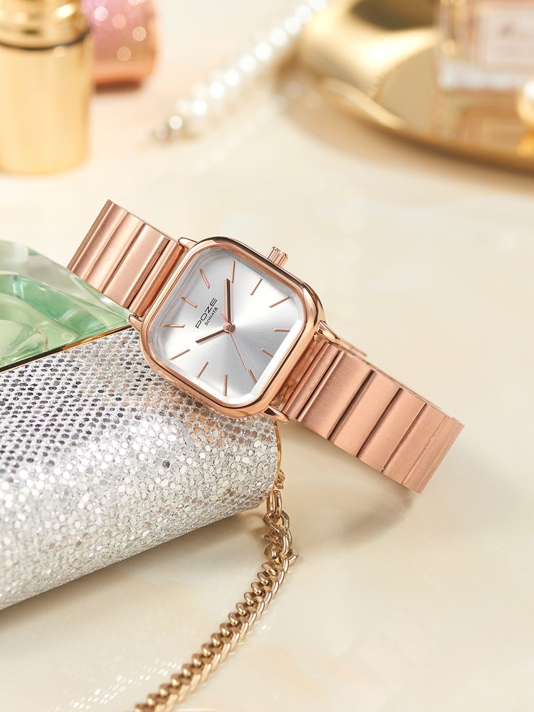 Sonata Women Textured Dial & Metal Straps Analogue Watch SP80025WM01W