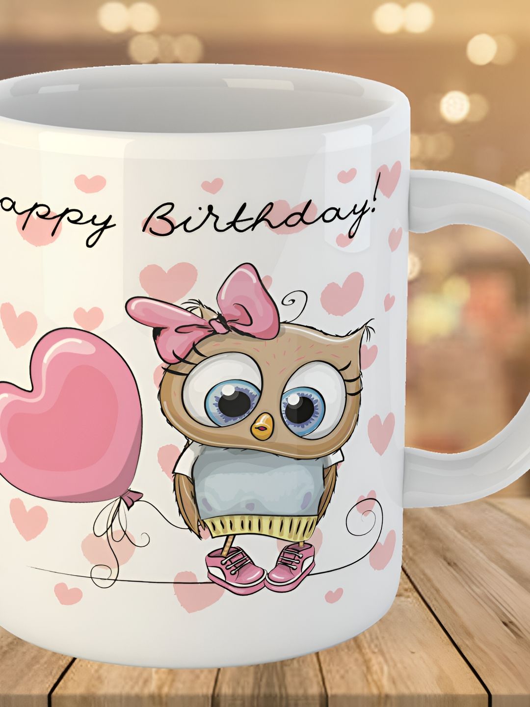 Keviv White & Pink Happy Birthday Printed Ceramic Glossy Coffee Mug 325 ml-picture-38