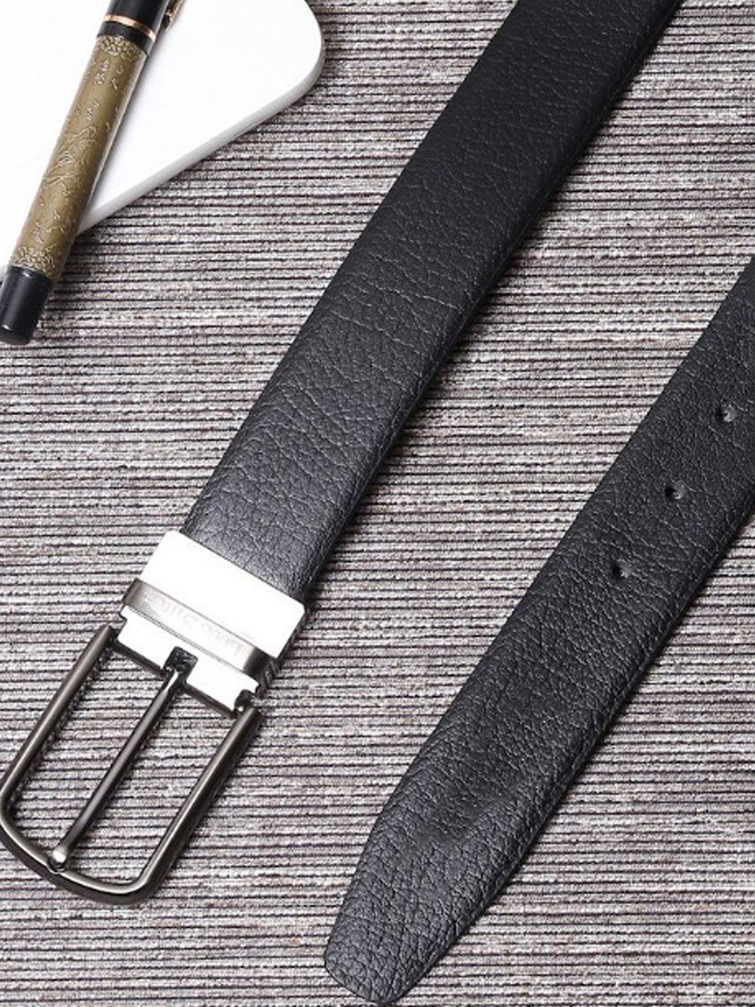 KAEZRI Men Textured Leather Reversible Formal Belt-picture-5