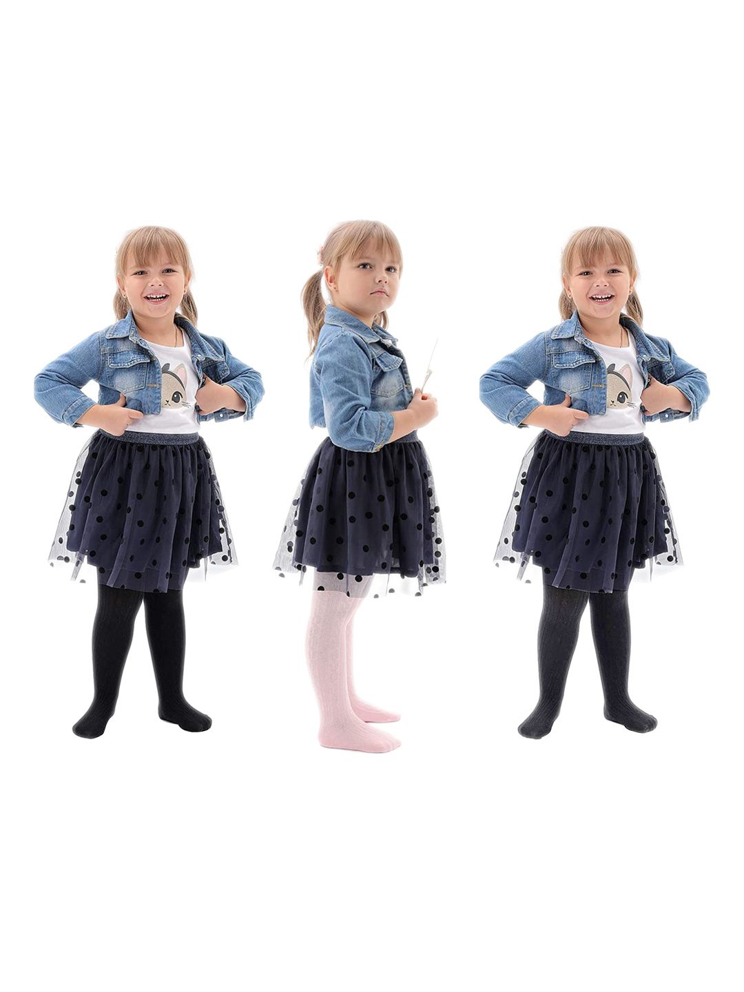 SYGA Infants Girls Pack of 3 Ribbed Cotton Mid Rise Thermal Bottoms-picture-40